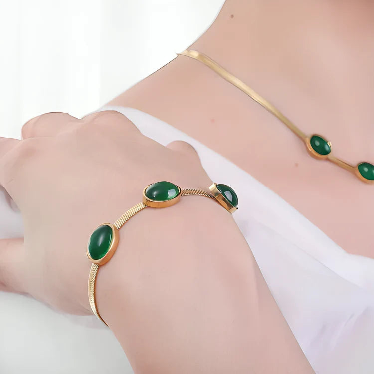 Green Emerald Necklace Set